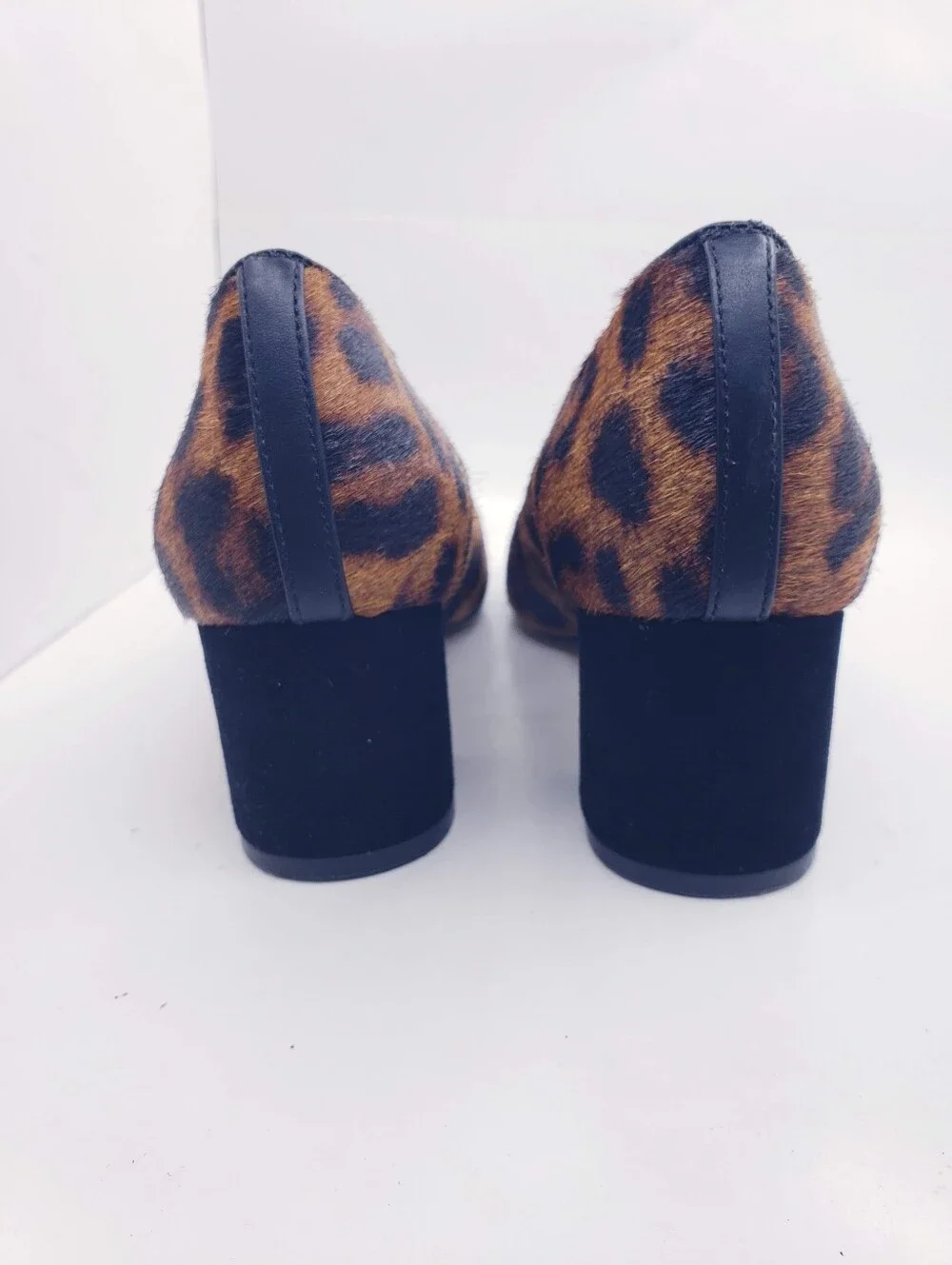 Talbots Isa Leopard Print Suede Calf Skin Block Heel Pumps Women's Size 7.5
